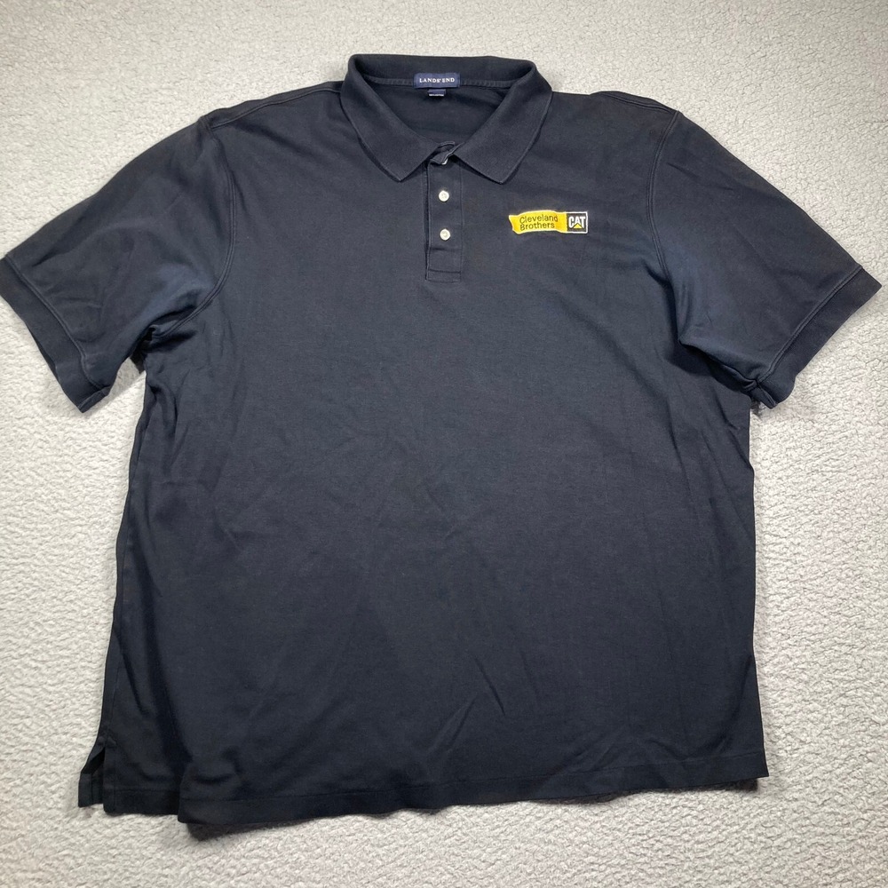CAT Cleveland Brothers Polo Shirt Men's 2XL Black Short Sleeve Lands' End